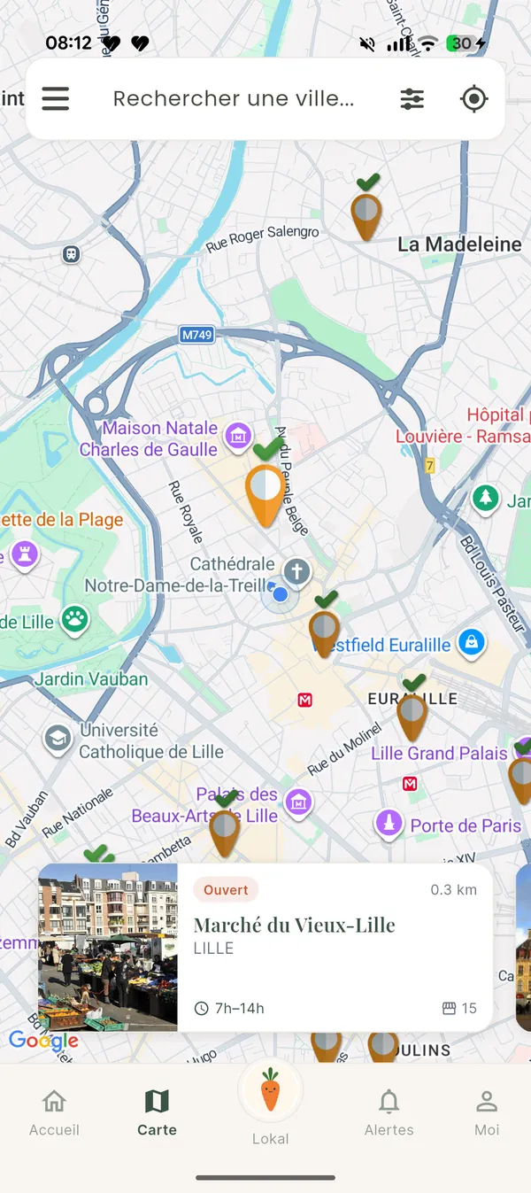 Carte dans l’app